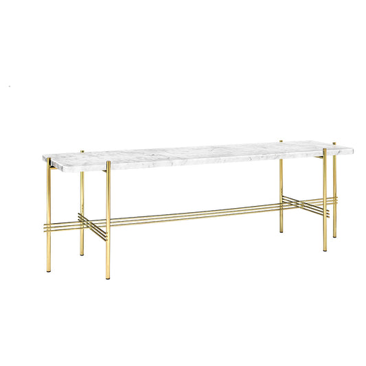 TS 1 Tier Console Table - White Marble, Brass