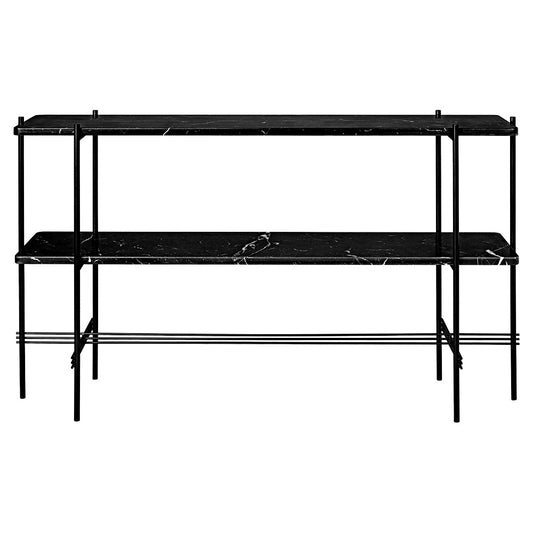 TS 2 Tier Console Table - Black Marble, Black