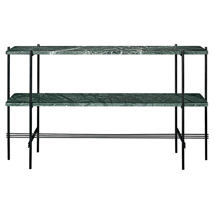 TS 2 Tier Console Table - Green Marble, Black