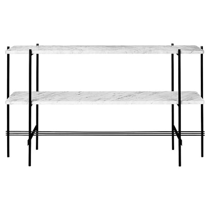 TS 2 Tier Console Table - White Marble, Black