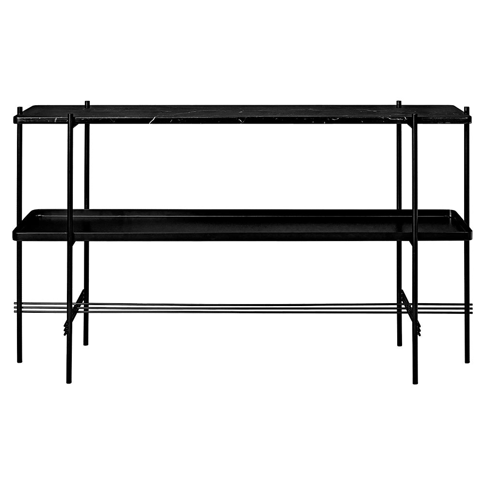 TS 2 Tier Console Table with Tray - Black Marble, Black – Rouse Home