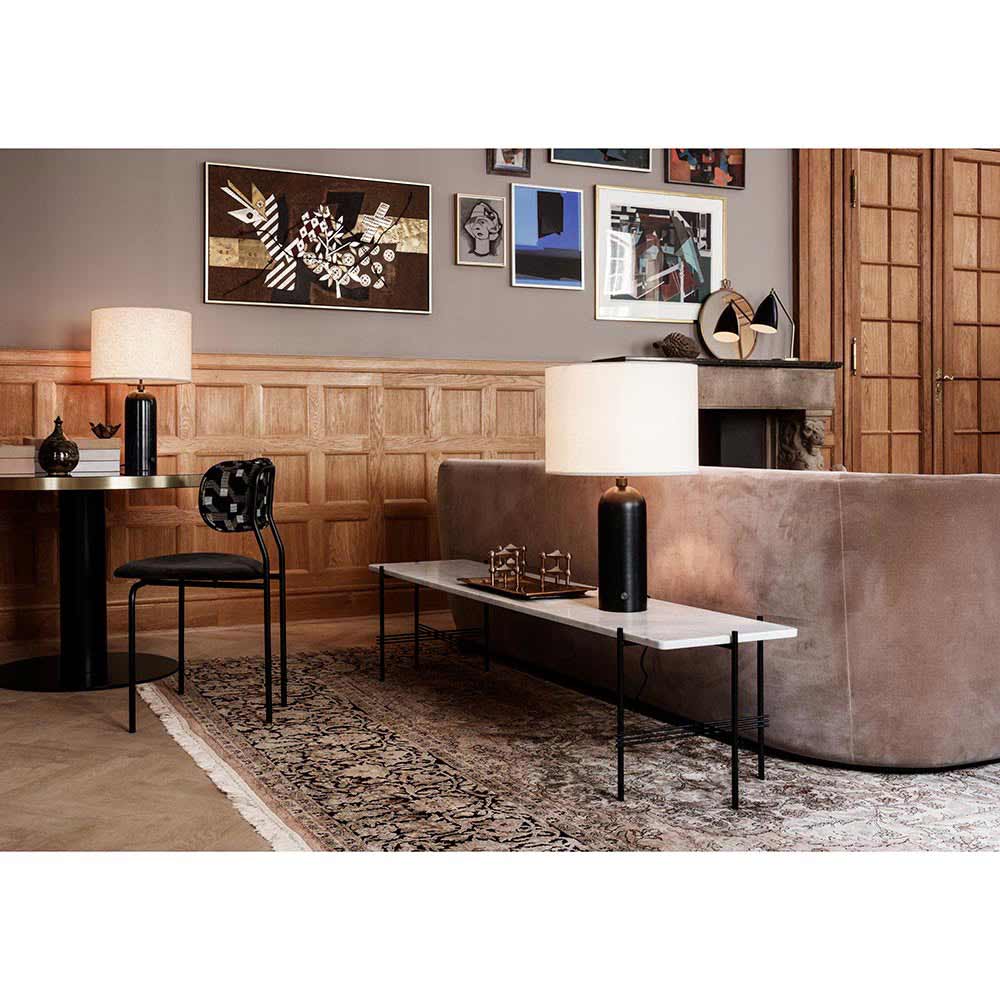 TS 1 Tier Console Table - Green Marble, Black