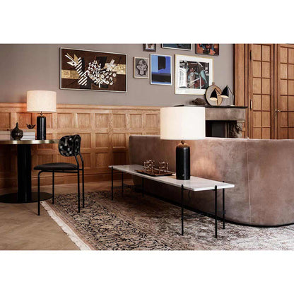 TS 1 Tier Console Table - White Marble, Black