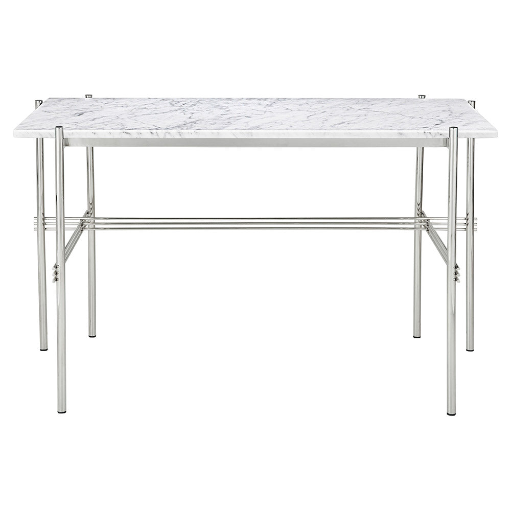TS Desk - White Marble, Polished Steel
