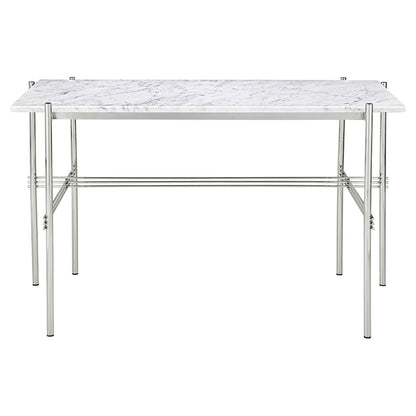 TS Desk - White Marble, Polished Steel