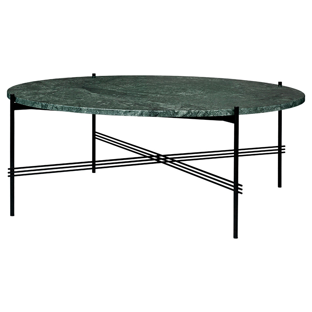 TS Round Coffee Table Large - Green Marble, Black
