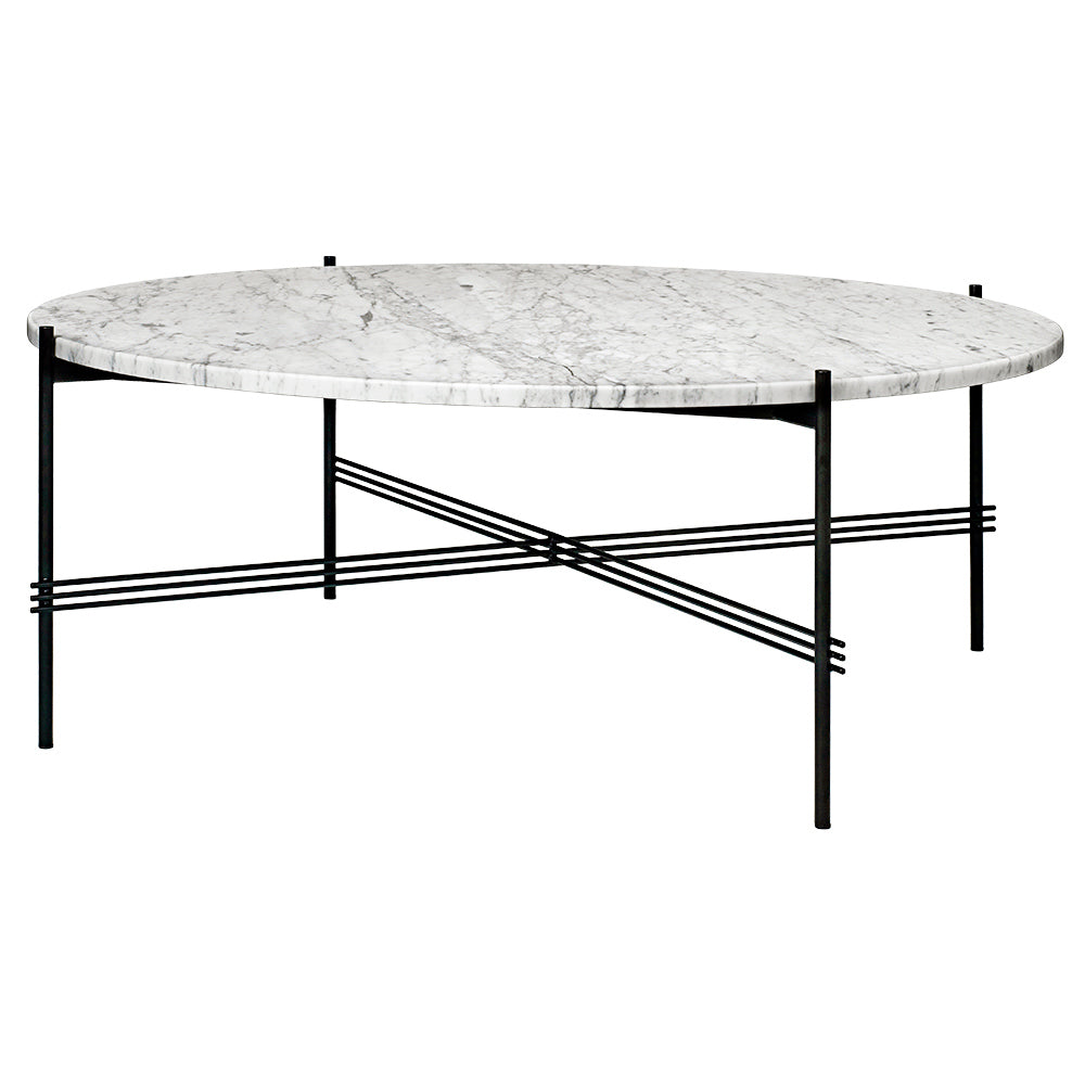 TS Round Coffee Table Large - White Marble, Black