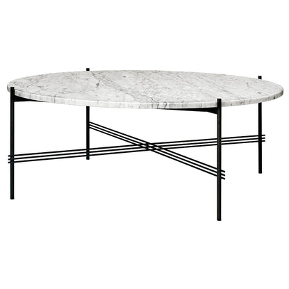 TS Round Coffee Table Large - White Marble, Black