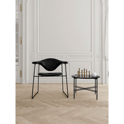 TS Round Coffee Table Small - Brown Marble, Black
