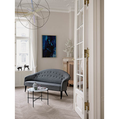 TS Round Coffee Table Small - Gray Marble, Black