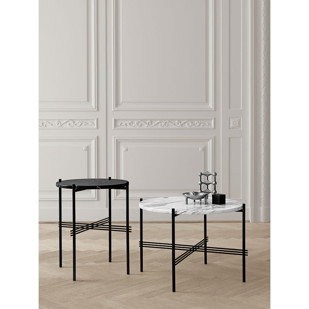 TS Round Coffee Table Small - Brown Marble, Black