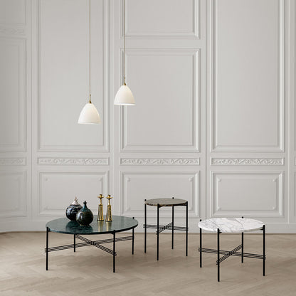 TS Round Coffee Table Small - Gray Marble, Black