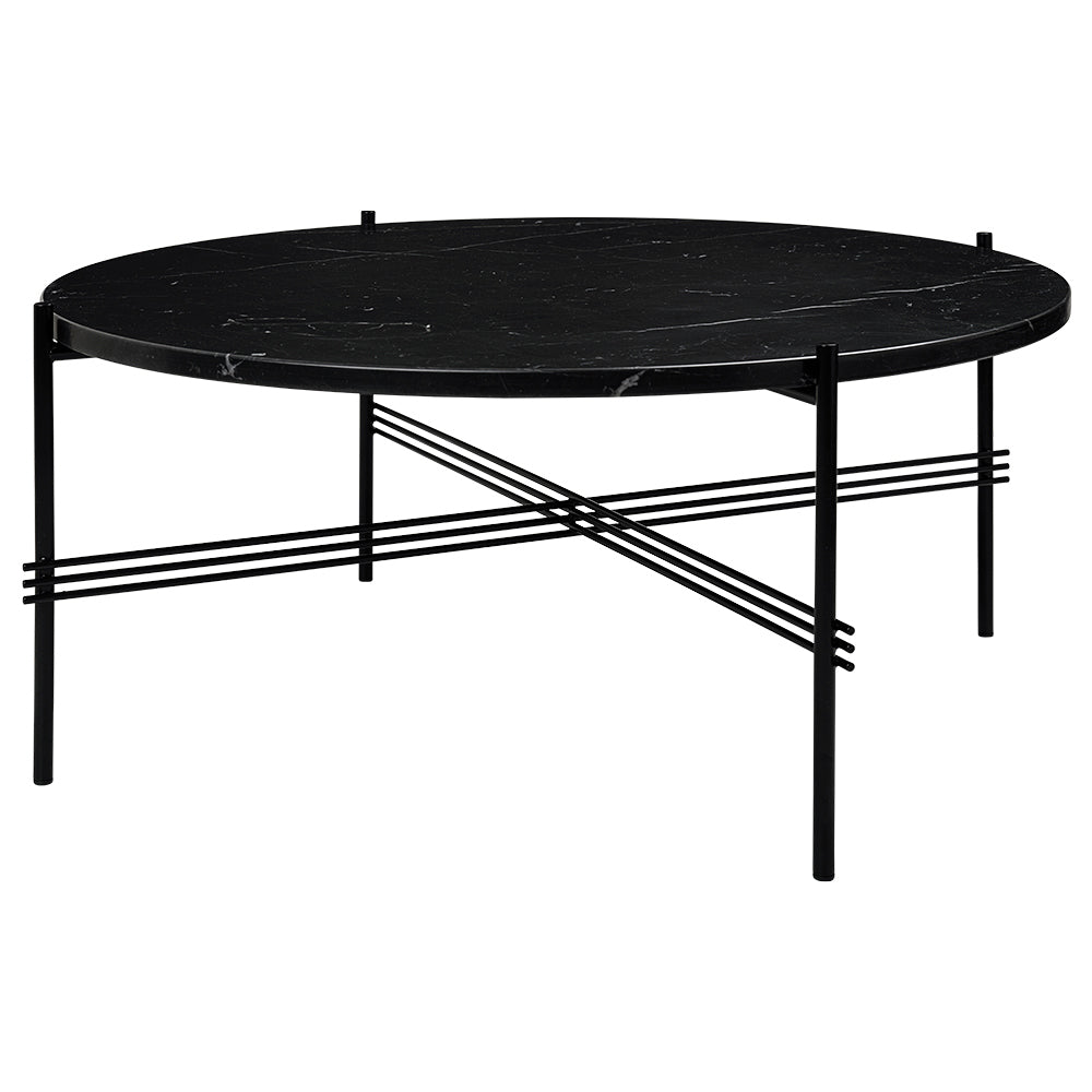 TS Round Coffee Table Medium - Black Marble, Black