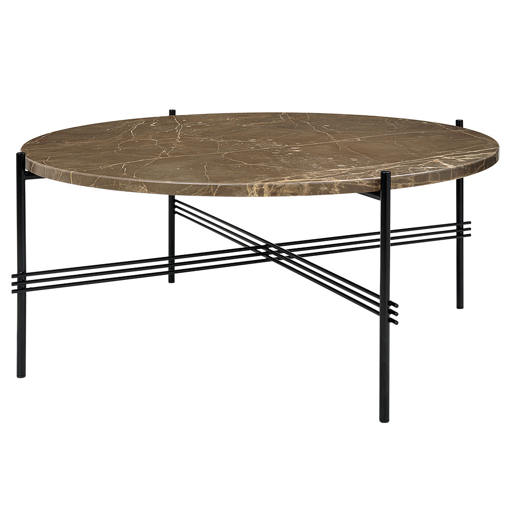 TS Round Coffee Table Medium - Brown Marble, Black