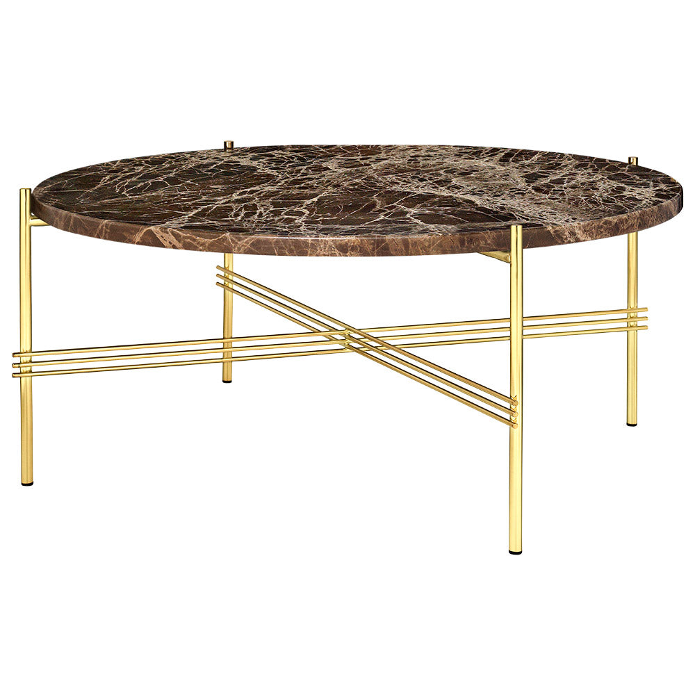 TS Round Coffee Table Medium - Brown Marble, Brass