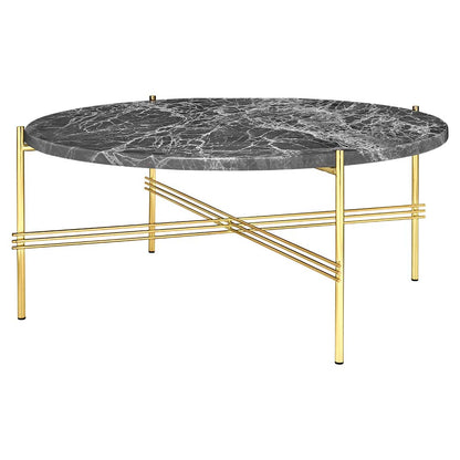 TS Round Coffee Table Medium - Gray Marble, Brass