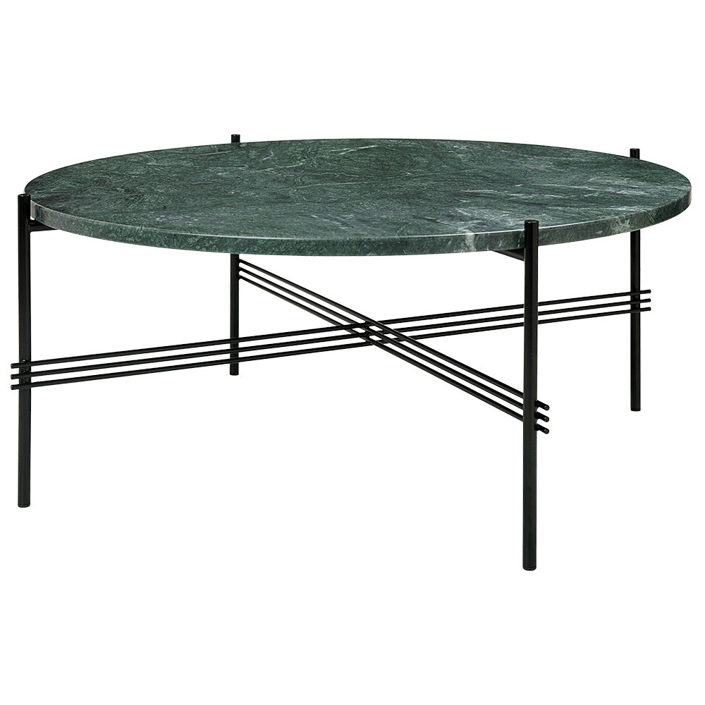 TS Round Coffee Table Medium - Green Marble, Black