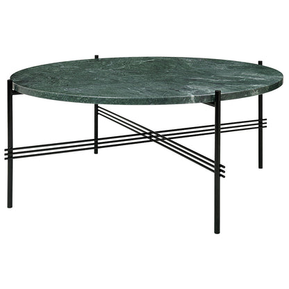 TS Round Coffee Table Medium - Green Marble, Black