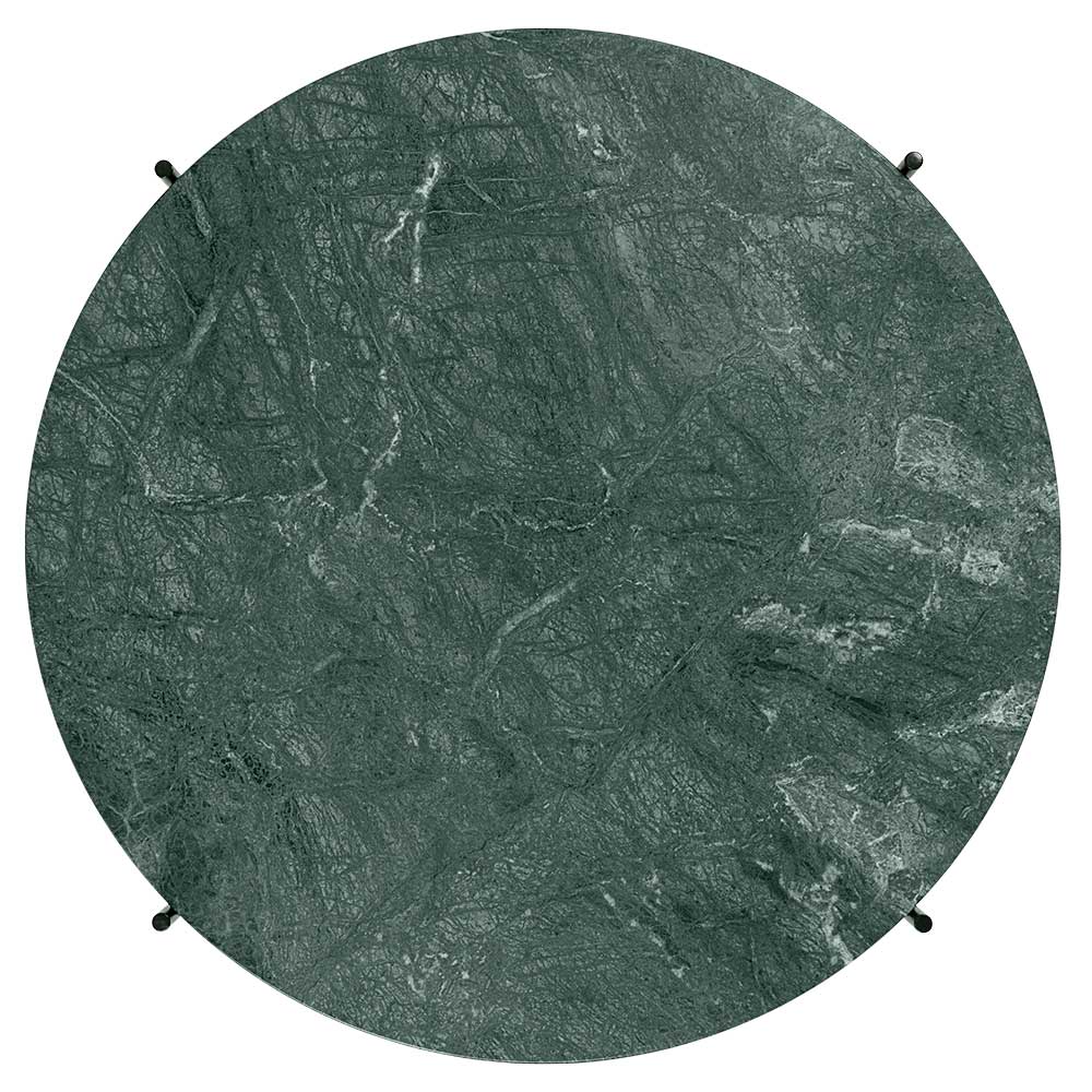 TS Round Coffee Table Medium - Green Marble, Black