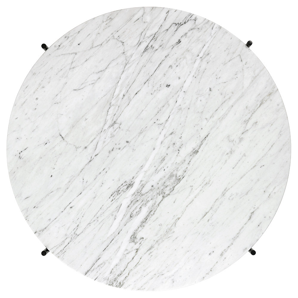 TS Round Coffee Table Medium - White Marble, Black