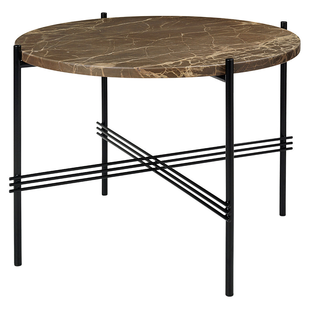 TS Round Coffee Table Small - Brown Marble, Black