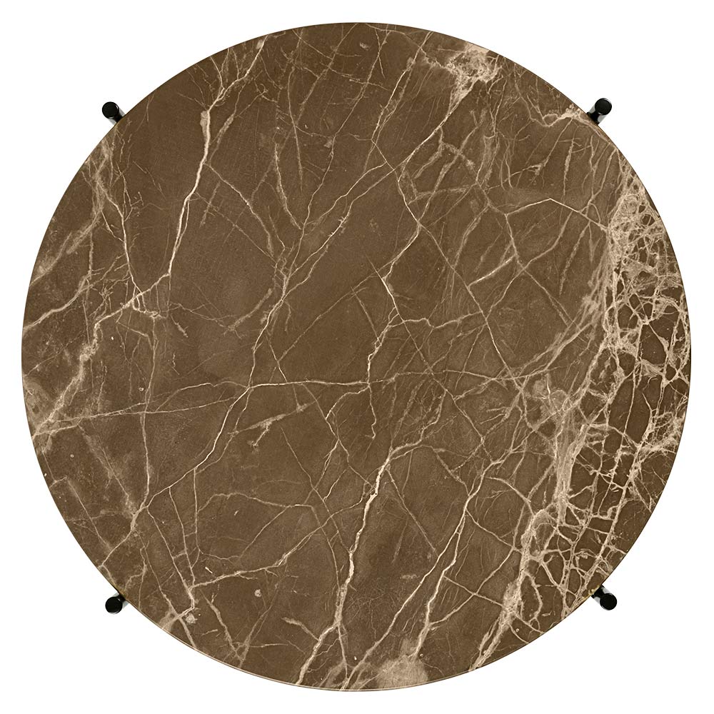 TS Round Coffee Table Small - Brown Marble, Black