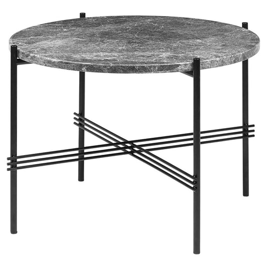 TS Round Coffee Table Small - Gray Marble, Black
