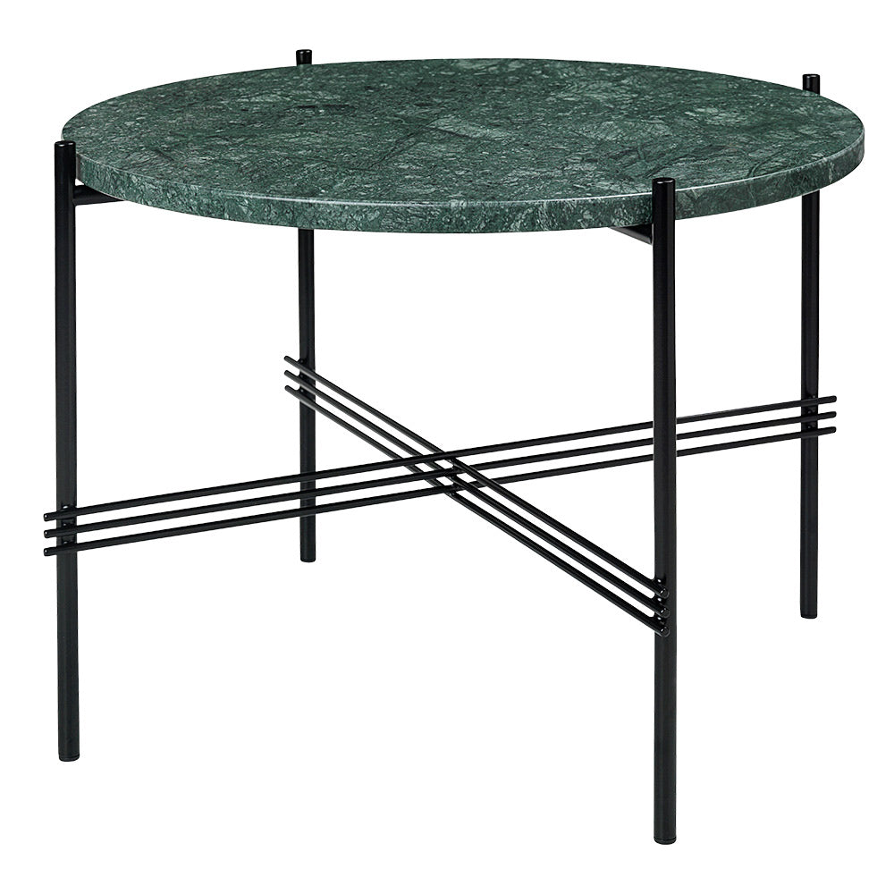 TS Round Coffee Table Small - Green Marble, Black