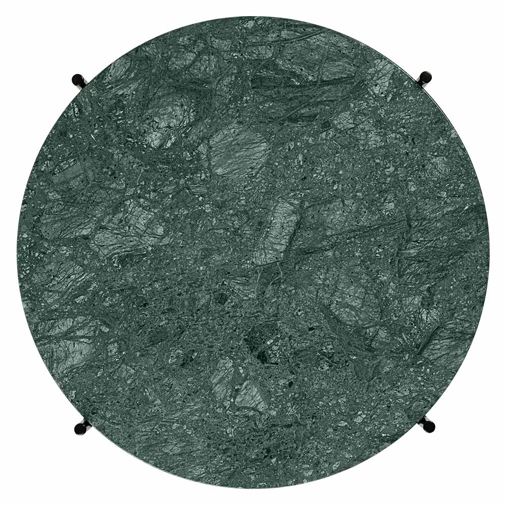 TS Round Coffee Table Small - Green Marble, Black