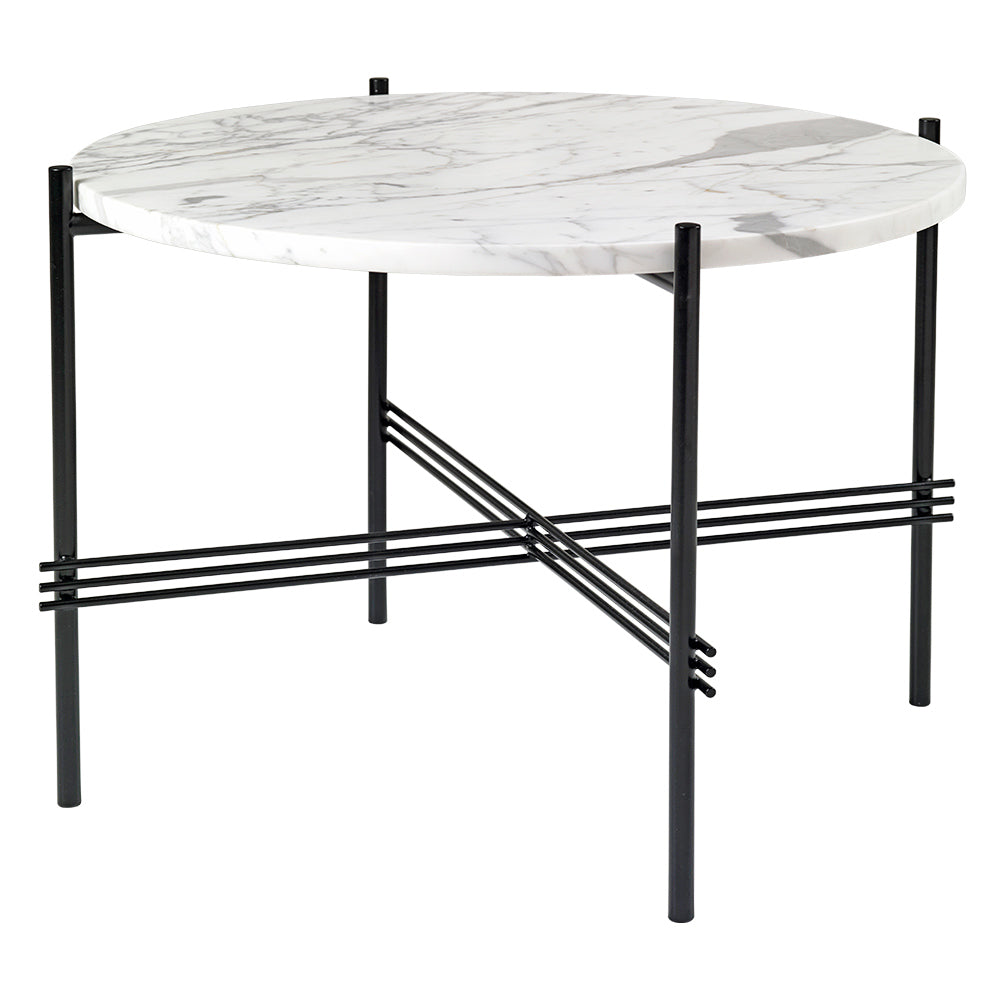 TS Round Coffee Table Small - White Marble, Black