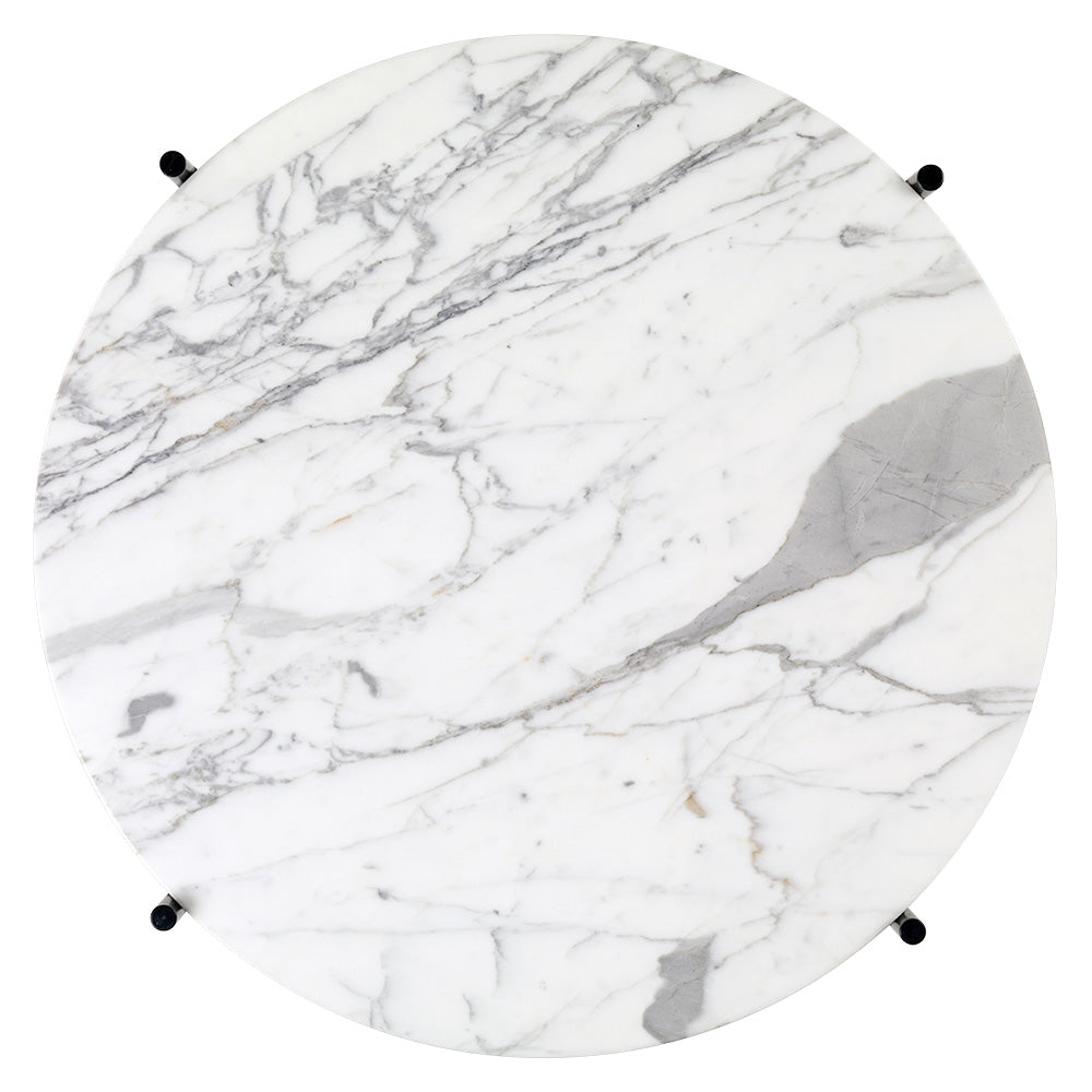 TS Round Coffee Table Small - White Marble, Black