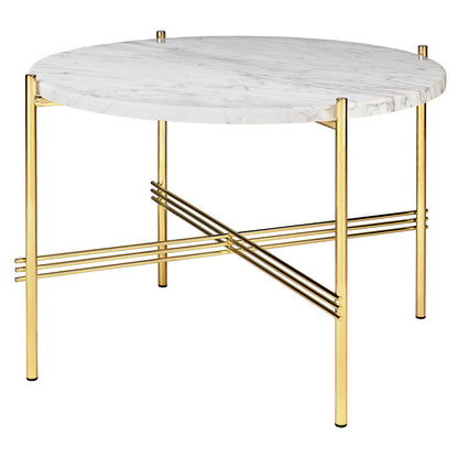 TS Round Coffee Table Small - White Marble, Brass