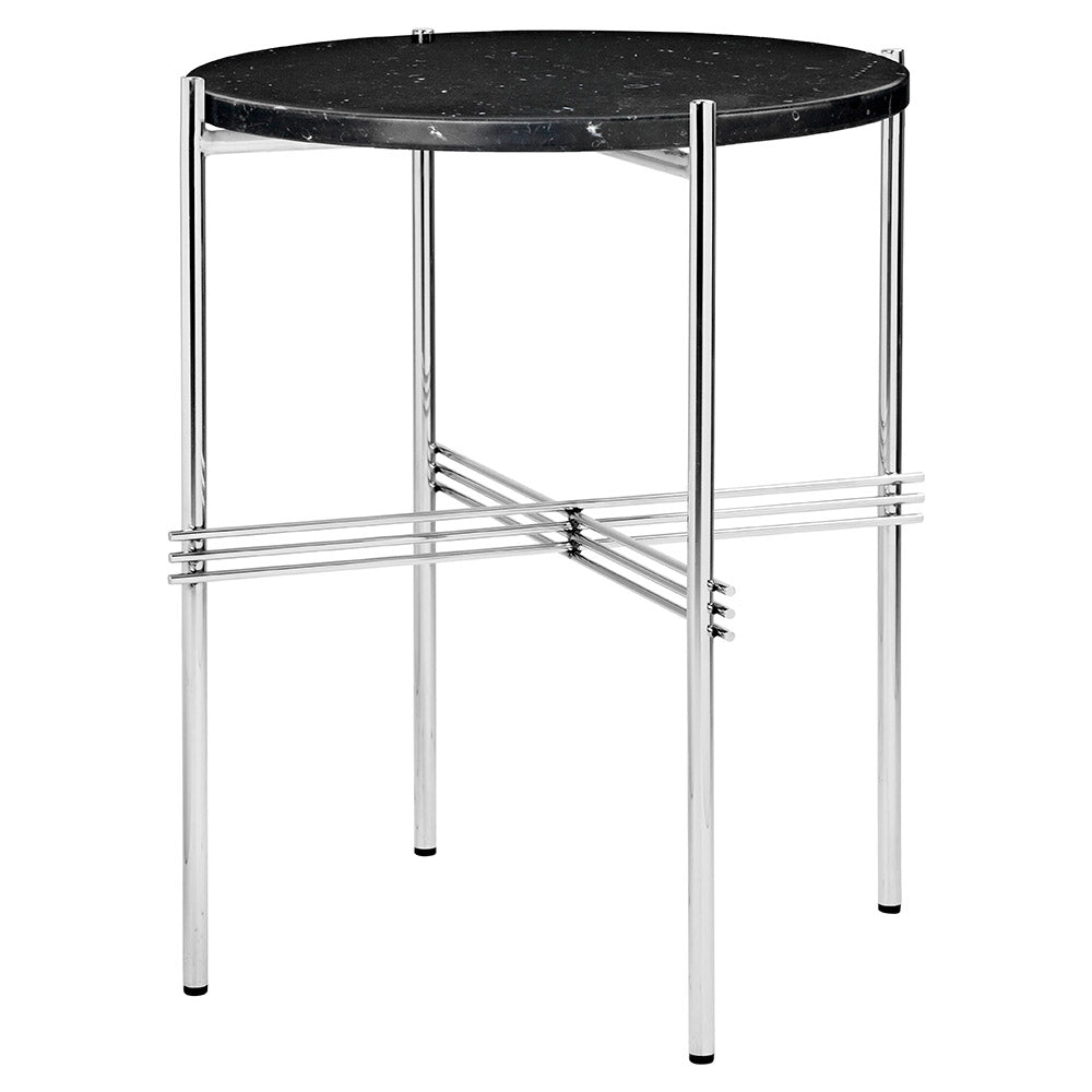 TS Side Table - Black Marble, Polished Steel