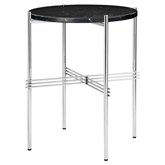 TS Side Table - Black Marble, Polished Steel