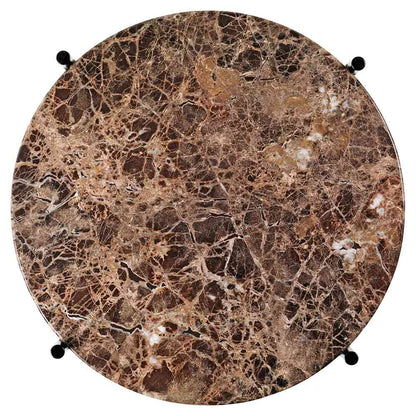 TS Side Table - Brown Marble, Black