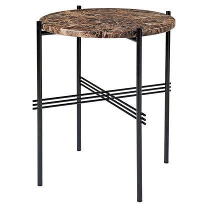 TS Side Table - Brown Marble, Black