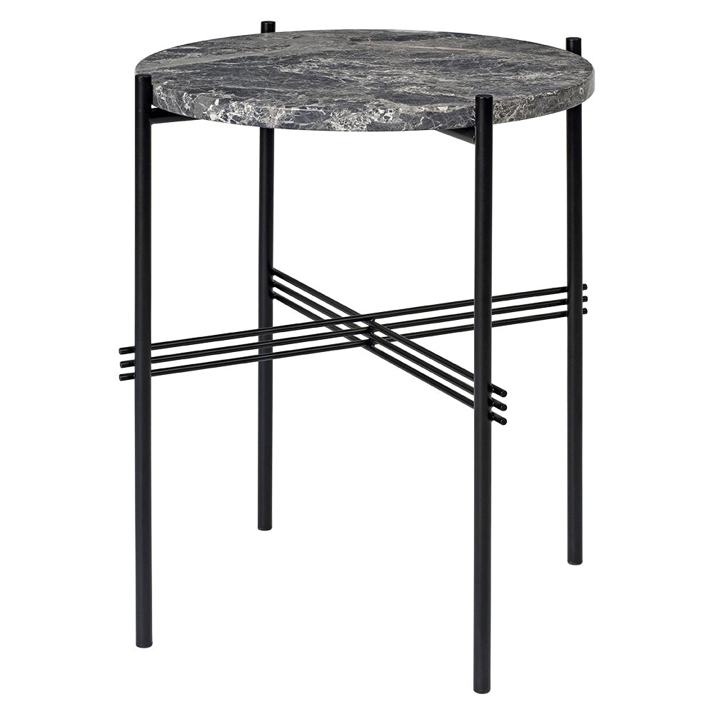 TS Side Table - Gray Marble, Black