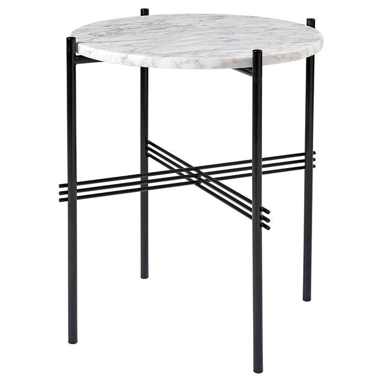 TS Side Table - White Marble, Black