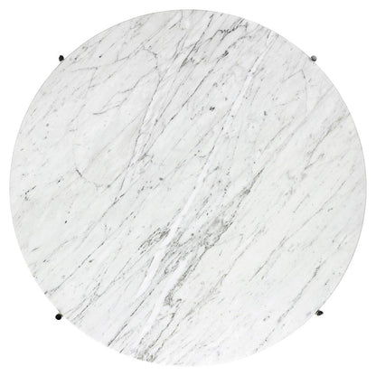 TS Side Table - White Marble, Polished Steel