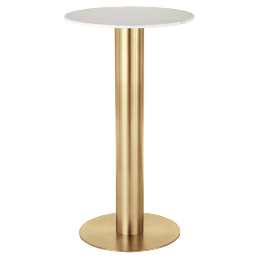 Tube 24" Bar Table - White Marble Top, Brass Base
