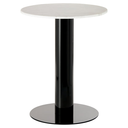 Tube 24" Dining Table - White Marble Top, Black Base
