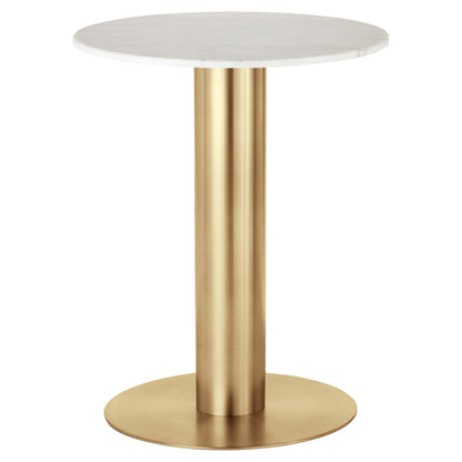 Tube 24" Dining Table - White Marble Top, Brass Base