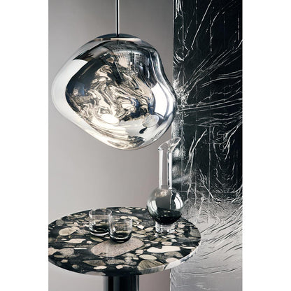 Tube 36" Bar Table - Pebble Marble Top, Black Base