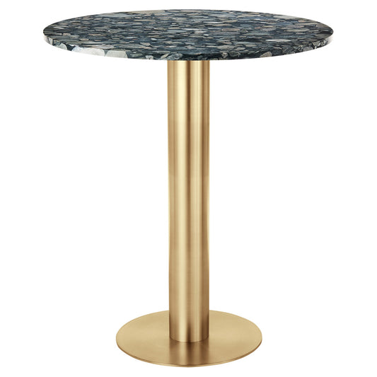 Tube 36" Bar Table - Pebble Marble Top, Brass Base