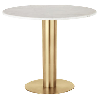 Tube 36" Dining Table - White Marble Top, Brass Base