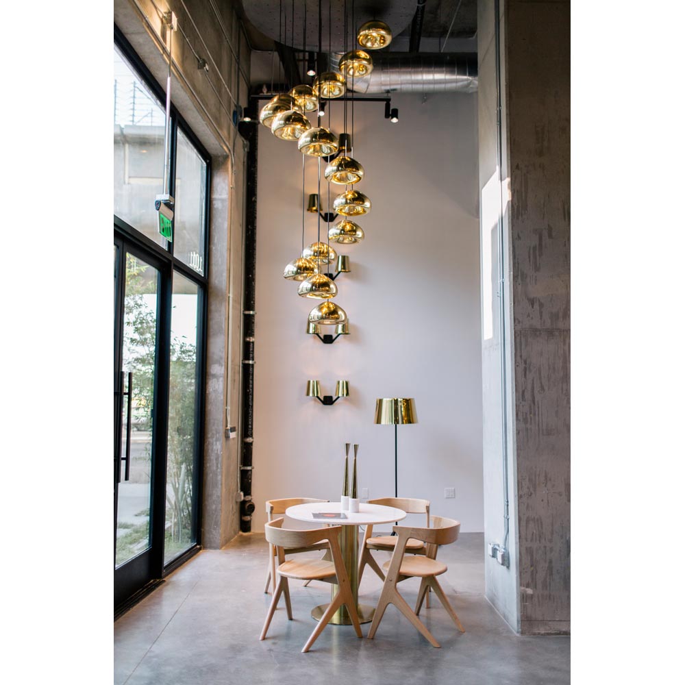 Tube 36" Dining Table - White Marble Top, Brass Base