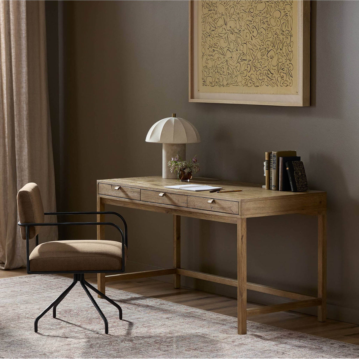 Tula Writing Desk - Worn Oak Veneer