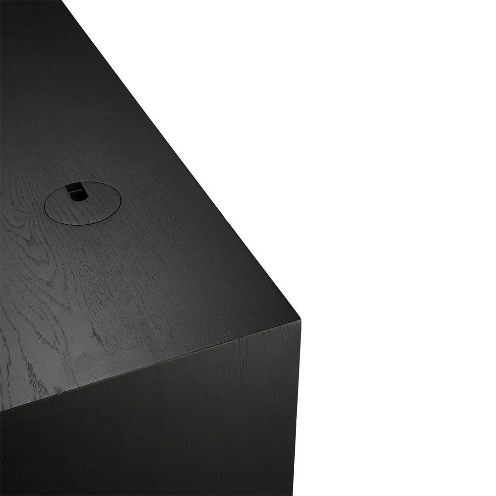 U Desk - Black Oak, With Cable Management