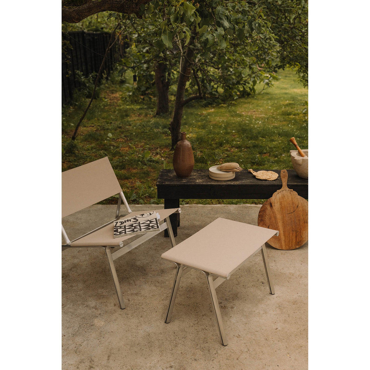 Union Stool -  Sandstone Linen, Aluminum