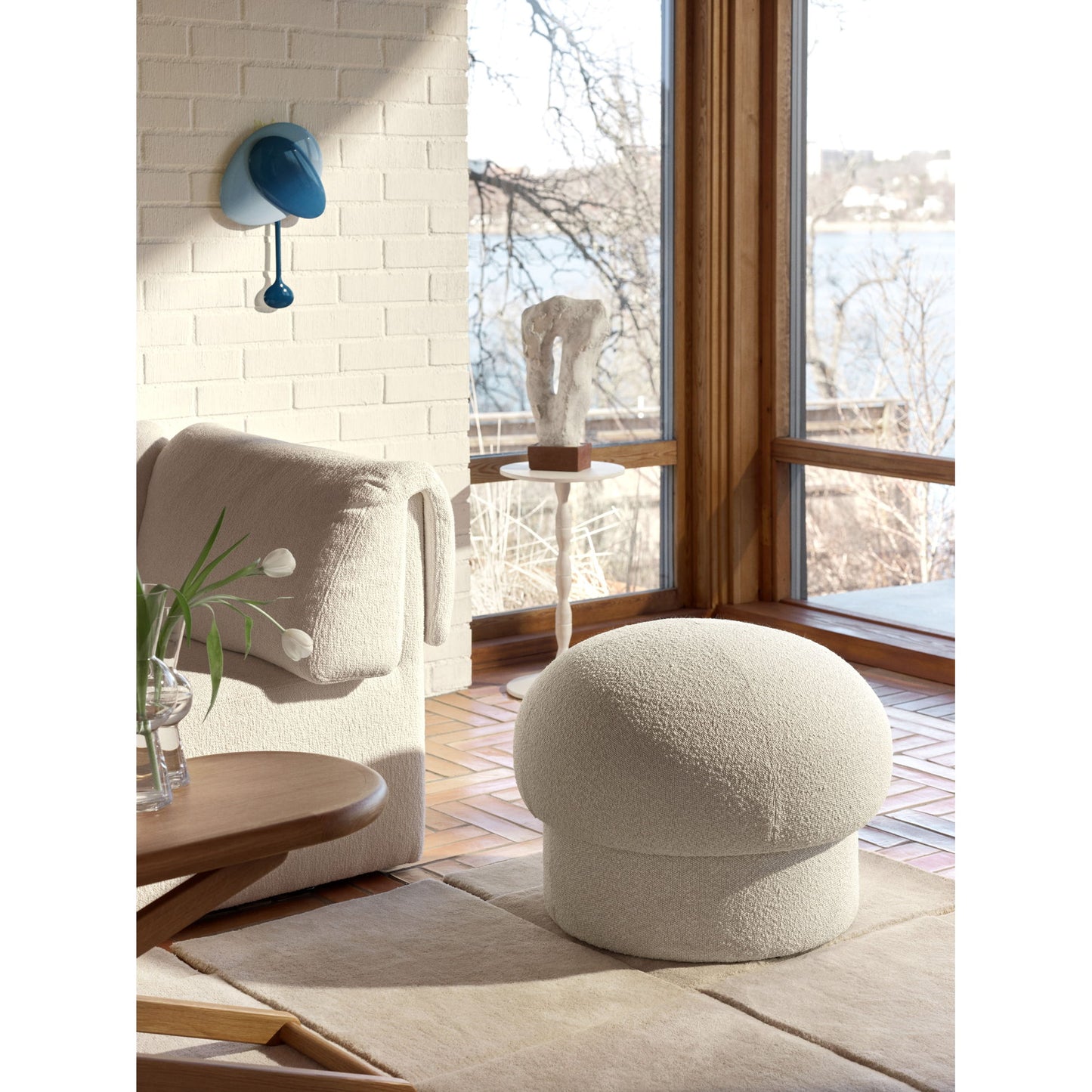 Uno Pouf - Cream, 25"W